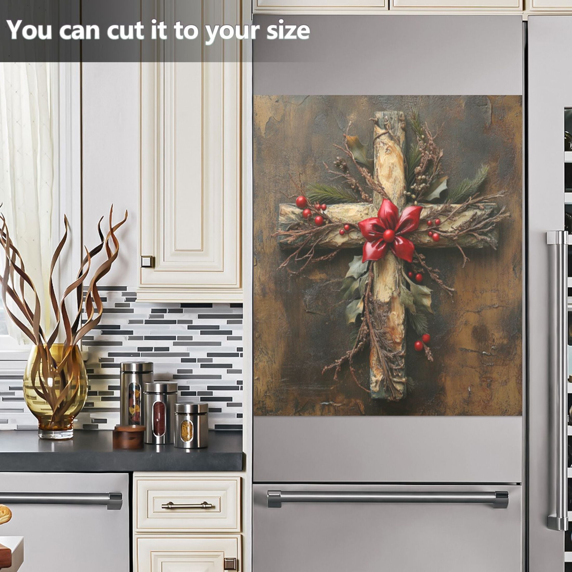 Dishwasher Magnetic Sticker 23x26 Inch Refrigerator Magnetic Sticker Washing Machine Magnetic Sticker Kitchen Panel Magnetic Sticker Home Decor Cute Cross Pattern