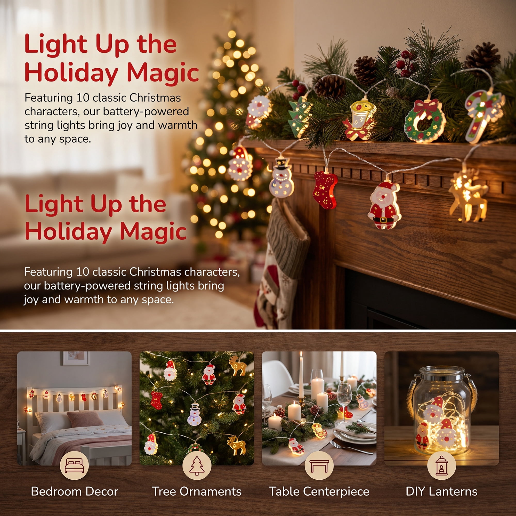 Unique Bargains Figurine Indoor Holiday Fairy Lamps 4.9 ft Multicolor Battery Operated
