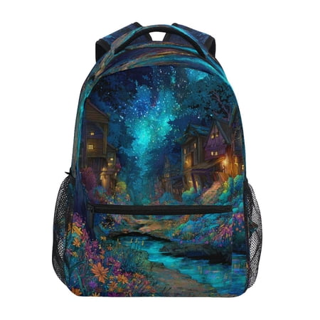 Backpack 16x11.4x6.9 Inches Fashion Backpack Shopping Travel Outing Backpack Neon Glow Forest Path