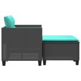 thumbnail image 3 of vidaXL Garden Sofa 2-Seater with Stools Black Poly Rattan, 3 of 5