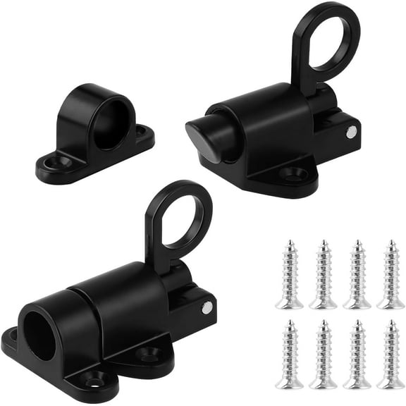 2 Pcs Spring Loaded Latch Slide Bolt Gate Latch Self Closing Gate Latch Black Spring Door Lock Resilient Bolt Latch Safety Automatic Spring Barrel