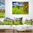 thumbnail image 3 of Designart Bright Green Grass in Orange Garden - Landscape Printed Throw Pillow - 18x18, 3 of 4