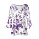 thumbnail image 3 of Camisetas de Cuello en V Mujeres, Impreso 3/4 Manga Blusa Casual Hecha de Cómodo Estante de Imitación para Toda la Temporada de Uso Diario, Camisetas Casuales de Mujer, 3 of 5