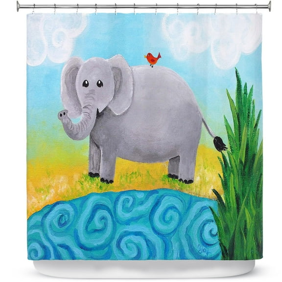 Shower Curtains 70" x 73" from DiaNoche Designs by nJoy Art - Elephant