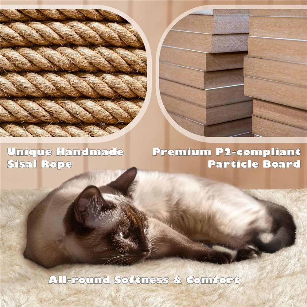 Yaheetech 53.9''H Cat Tree Condo with Scratching Post Tower, Beige