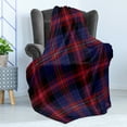 thumbnail image 4 of Checkered Soft Flannel Fleece Blanket, Vibrant Colored Old Fashion Pattern Folkloric British Culture Inspired, Cozy Plush for Indoor and Outdoor Use, 50" x 60", Royal Blue Red Black, by Ambesonne, 4 of 5