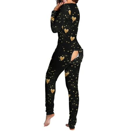 

Jumpsuits Bodysuit For Women Button-Down Jumpsuit Love Print Set Functional Buttoned Adults Jumpsuit Lingerie For Women Thermal Underwear Body Suits Women Clothing