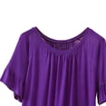 thumbnail image 4 of YUGYXL Womens T Shirts Ruffle Short Sleeve Crew Neck Loose Casual Summer Tops Pleated Front Comfy Soft Summer Clothing Purple Tops L, 4 of 5
