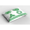 thumbnail image 2 of Ambesonne Irish Pillow Sham 2 Pack, Medieval Knots, 30"x20", Fern Green and White, 2 of 3