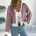 thumbnail image 7 of biudgviw Cardigan Sweaters for Women Long Sleeve Striped Open Front Cropped Tops Loose Soft Knit Bolero Fall Winter Outwear, 7 of 7