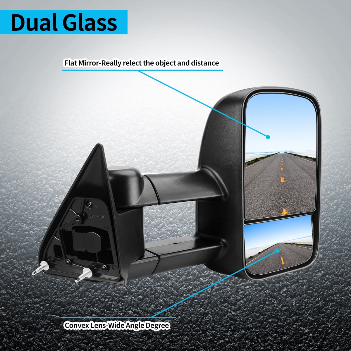 LEDKINGDOMUS Manual Telescoping Trailer Tow Mirrors for 1988-2000 Chevy GMC 1500/2500/3500