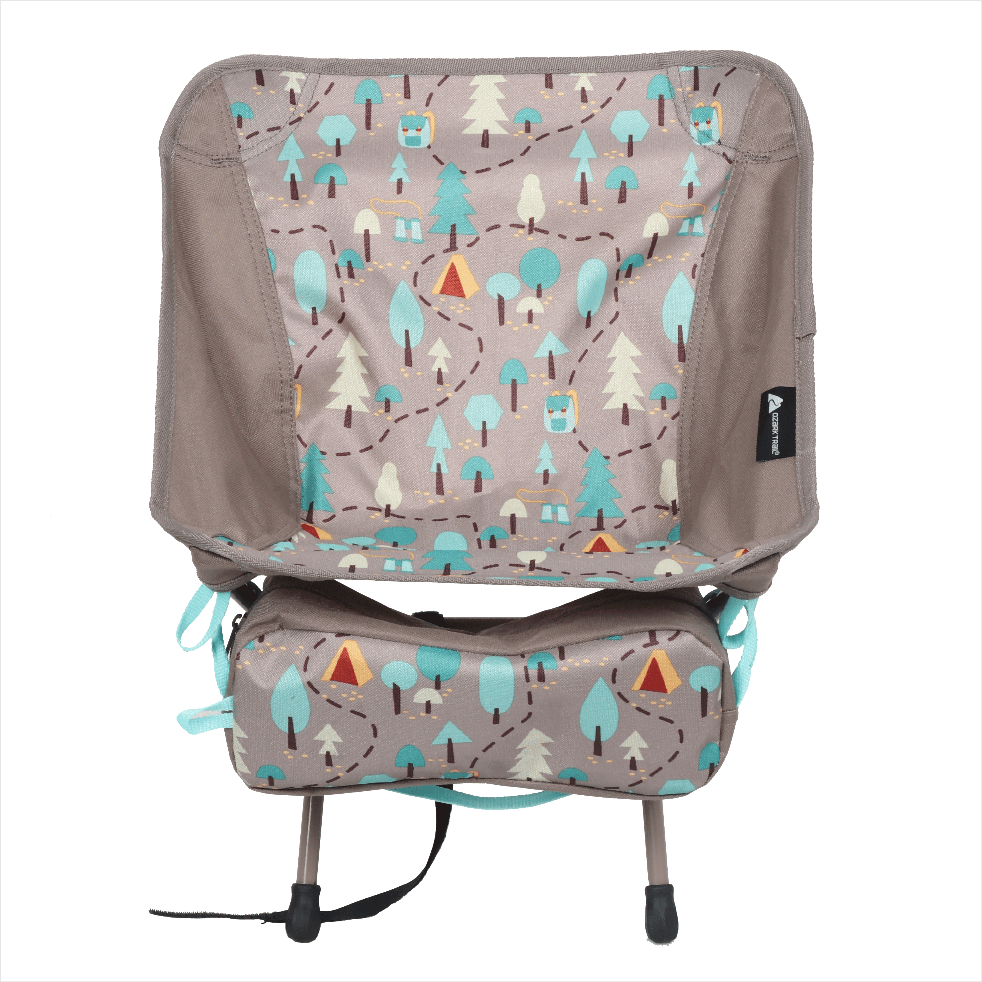 Ozark Trail Kid Backpacking Camping Chair with Carry Bag, Forest Pattern
