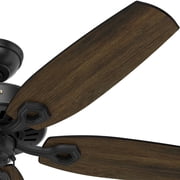 Hunter - Builder Indoor Ceiling Fan, 52-inch, Matte Black, Traditional-style, 3-speed WhisperWind Motor, 53243, for living rooms, bedrooms, home offices, kitchens