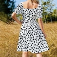 thumbnail image 4 of Dalmatian Dog Dress Black Spotted Design Festival Dresses Ladies Short Sleeve Aesthetic Casual Dress V Neck Oversize Clothes, 4 of 6