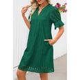 thumbnail image 3 of Minivestido MEROKEETY 2025 de verano de manga corta con cuello en V para mujer, 3 of 8