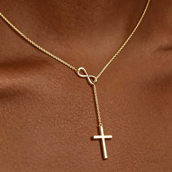 Infinity Cross Necklace for Women,Necklace Unique Trendy Cross Pendant Jewelry, Non Tarnish & Waterproof Christian Jewelry Communion Confirmation Easter Gif