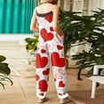 thumbnail image 4 of Valentine's Day Womens Overalls Cute Heart Pattern Printed Wide Leg Rompers Valentine Adjustable Straps Overalls Pants, 4 of 4