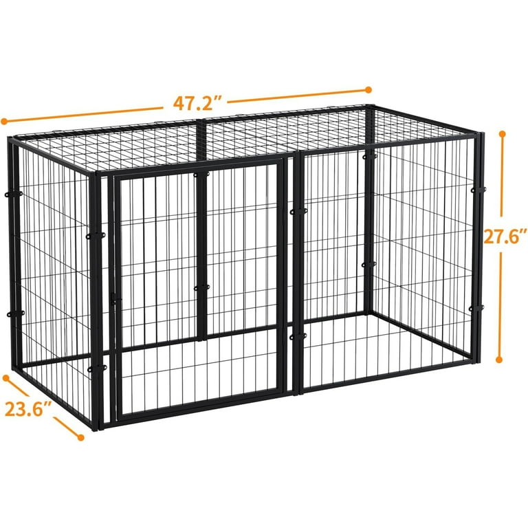 ZephyPaws 48" L x 28" H Large Dog Crate,Dog Kennel,Big Dog Crate for Small Medium Large Dogs,Puppy Playpen,Pet Cage,Pet Playpen Yard Indoor Outdoor,Black