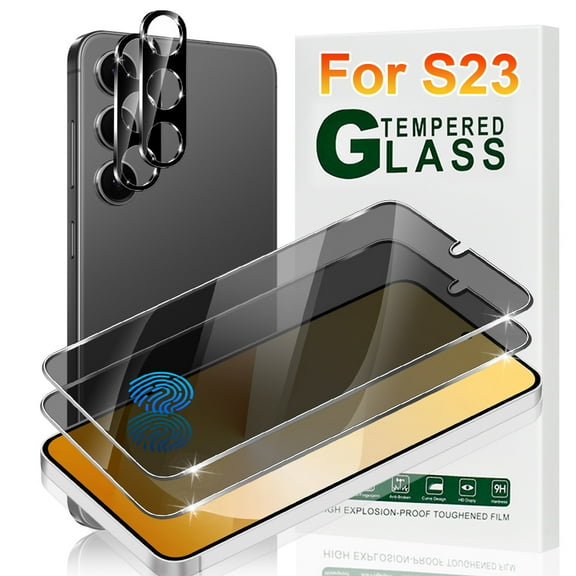2 2 packs of privacy screen protectors, suitable for Galaxy S23  5G 2 packs camera lenses tempered glass, high definition, bubble free, anti spy protection