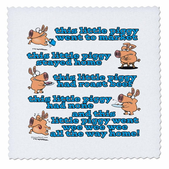 3dRose, This Little Piggy Nursery Rhyme Cartoon, 6x6 inch quilt square