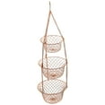 3 Tiered Copper Hanging Fruit and Vegetable Baskets with Metal Wire