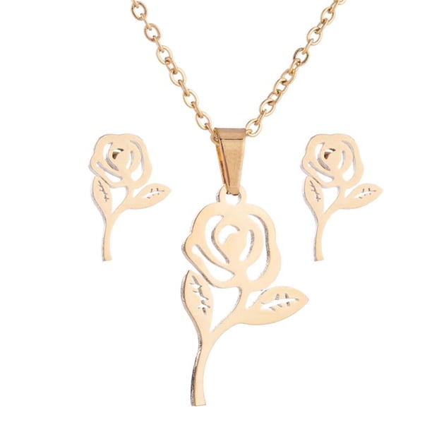 Fiudx Collar Elegante, Elegante Juego de Aretes de Aleación, Collar con Colgante de Clavícula de Moda, Ideal para Fiestas, Citas y Banquetes, Regalo de Joyería para Mujer, Incluye Collar y Aretes, Pu