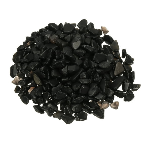 Uxcell Tumbled Chips Stones, 1lb/500g Fluorite Tumbled Gravel Gemstone Crushed Stones Crystal Natural Rocks Bulk for Jewelry Making Crafts Vase Filler Plant Decor, Black