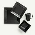 thumbnail image 4 of over&back Dinnerware Set - Porcelain Dish Set with Dinner Plates, Salad Plates, Soup Bowls, Mugs - 16-Piece All-Occasion Place Settings - Square | Black, 4 of 8