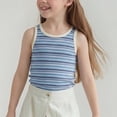 thumbnail image 5 of Fengqque Girls Tank Tops Sleeveless Undershirt Kids Striped Print Shirt Casual Crew Neck Slim Fit Tee Blue 12-13 Years, 5 of 9