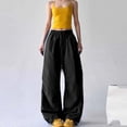 thumbnail image 2 of Women's Barrel Leg Sweatpants Drawstring Wide Leg Lounge Pants Baggy Casual Cotton Trendy Sweat Pants with Pockets, 2 of 4