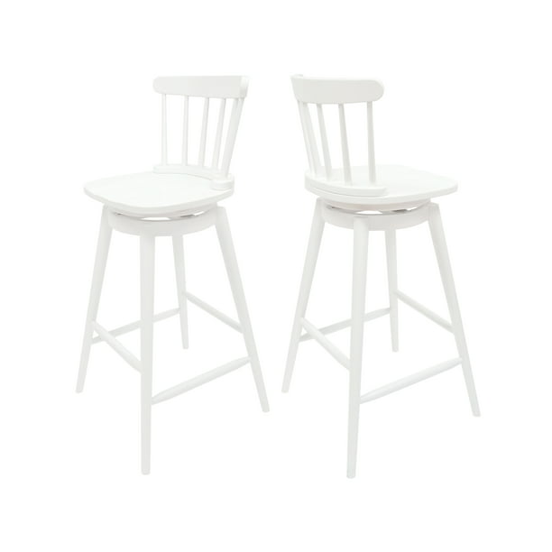 Mia Farmhouse Spindle Back 30, White Wood Counter Stools With Backs