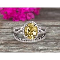 3 Carat Champagne Diamond Moissanite Engagement Ring On 10k White Gold Halo Design Bridal Ring Set 8x6mm Oval Cut Gemstone Thin Pave Stacking Band Split Shank Surprisingly