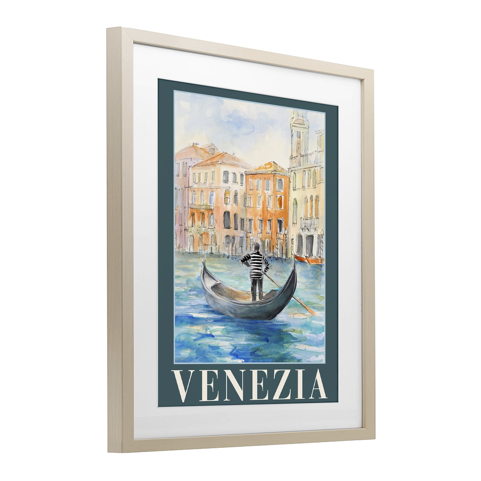 Stupell Industries Venezia Gondola View Birch Framed Print Under Glass, design by Lanie Loreth