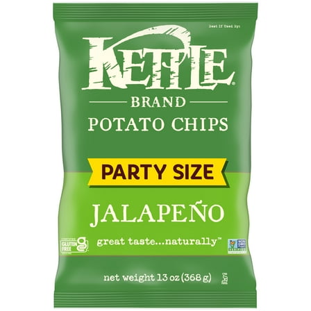 Kettle Brand Potato Chips, Jalapeno Kettle Chips, Party Size, 13 oz