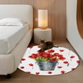 thumbnail image 2 of Round Area Rug 3 Ft, Red Tulip Flowers Washable Non-Slip Circle Carpet for Living Room/Bedroom, Spring Floral Vintage Drum Rustic Low-Profile Small Floor Mats Collection Rugs for Indoor, 2 of 8