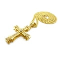 thumbnail image 3 of Stone Stud Superposed Gothic Cross Pendant w/ 6mm 30" Cuban Chain Necklace, Gold-Tone, 3 of 4