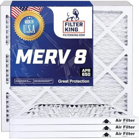 

Filter King 17x20x1 Air Filter | 2-PACK | MERV 8 HVAC Pleated A/C Furnace Filters | MADE IN USA | Actual Size: 16.5 x 19.5 x .75