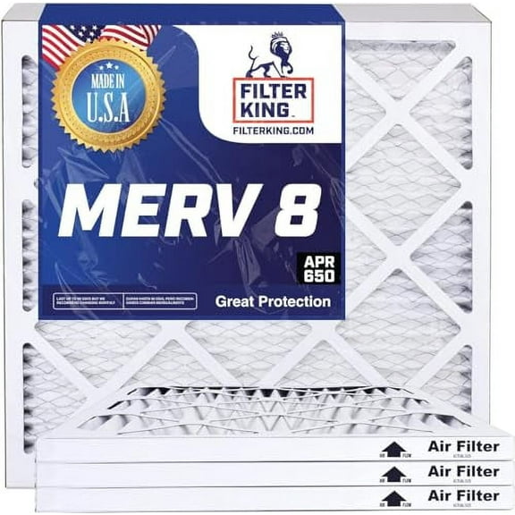 Filter King 21.5x23.31x1 Air Filter | 4-PACK | MERV 8 HVAC Pleated A/C Furnace Filters | MADE IN USA | Actual Size: 23.5 x 23.31 x .75"