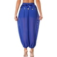 thumbnail image 4 of Zaldita Women Belly Dance Harem Loose Pants Arabic Halloween Pants Yoga Pilates Trousers Royal Blue One Size, 4 of 7