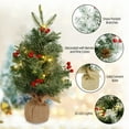 thumbnail image 3 of 18 inch Prelit Mini Christmas Tree, Artificial Xmas Tree with 20 LED Lights Red Berries Burlap Base, 3 of 9