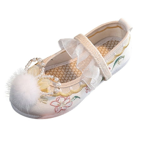 

KaLI_store Girl Sandals Girls Sandals Summer Shoes Open Toe Elastic Back Strap Sandals Flat for Little Kids Big Kids Beige