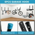 thumbnail image 5 of 6 Pack Heavy Duty Garage Hooks, J Utility Wall Hooks for Hanging Bike, Ladder and Garden Tools, Blue, 5 of 8