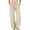 Beige, variant on Satingcolo Women's Linen Casual Pants High Waist Drawstring Lounge Pant Summer Straight Trousers with Pockets, Size S-2XL
