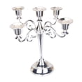thumbnail image 3 of Candelabro portavelas, portavelas de pilar, portavelas de 5 brazos con velas largas, soporte para candelabros para de mesa plata, 3 of 9