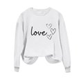thumbnail image 4 of Sudadera Penkiiy Valentine para mujer: lindas camisetas del día de San Valentín Love Heart Graphic Print Suéter de manga larga Tops L Blanco, 4 of 5