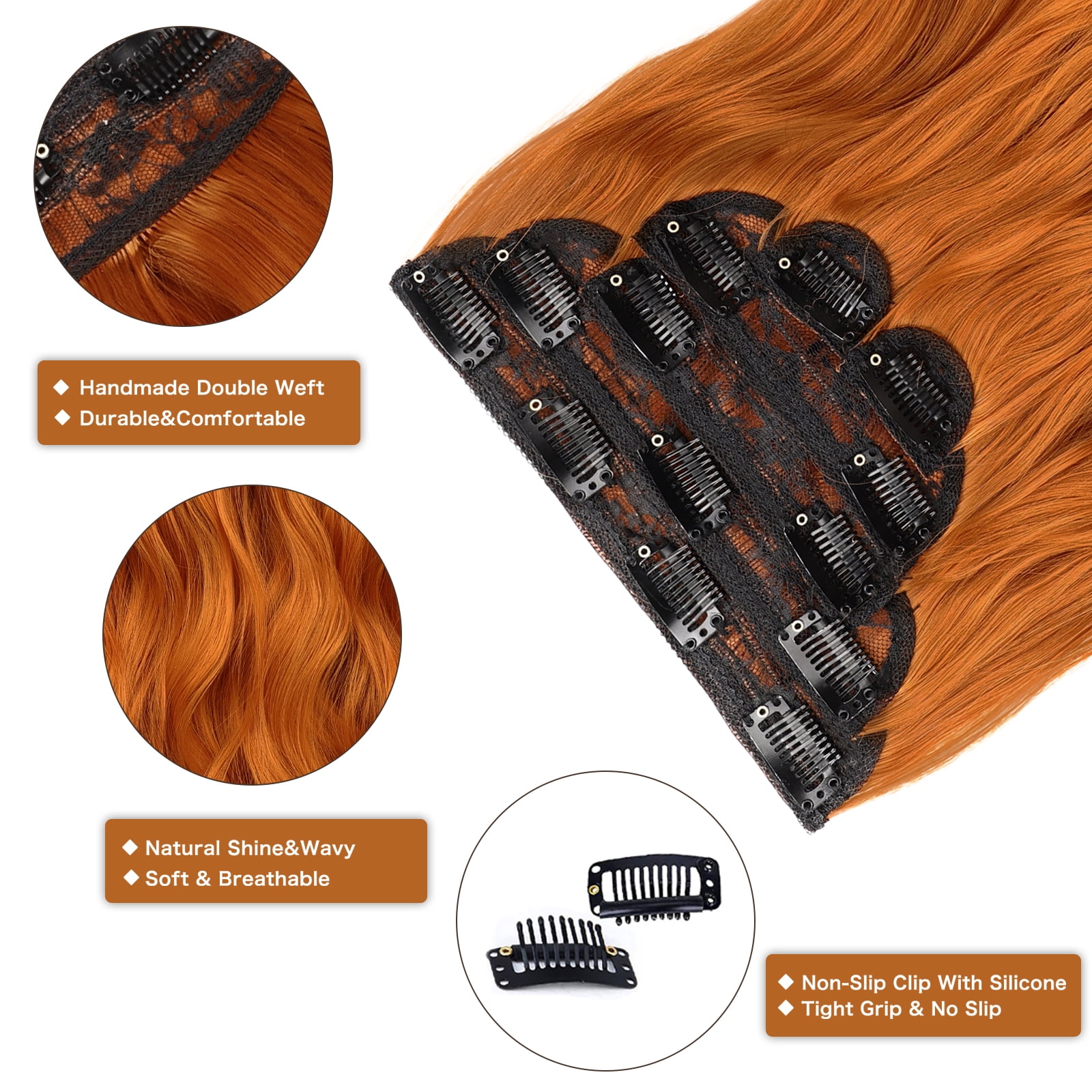 MORICA Clip in Hair Extension 20 Inch 6PCS Natural Long Wavy  display picture 3