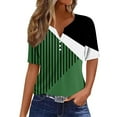thumbnail image 2 of ALLLIST Short Sleeve Womens Tops Henley Plus Size T-Shirts Summer Color Block Casual Green Shirts Tops for Ladies, 2 of 5