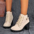 thumbnail image 2 of Womens Ankle Boots, Chunky Heel Lace Up Booties Side Zipper Round Toe Platform Lug Sole Combat Boots for Fall Winter Shoes, 2 of 6