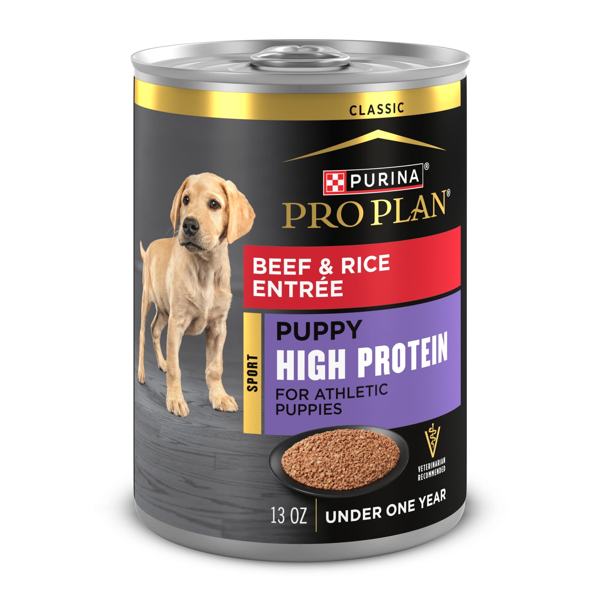 Purina Pro Plan Sport High Protein Dog Food for Puppies Beef and Rice Entree Wet Formula, 13 oz Can