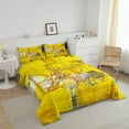 thumbnail image 2 of Paris Print Bedding Queen Size Women Yellow Ombre Comforter Set Queen, Gradient Aesthetic Duvet Insert Grunge Watercolor Art Quilt Set, Romantic French Bedding Comforters & Sets, 2 of 5